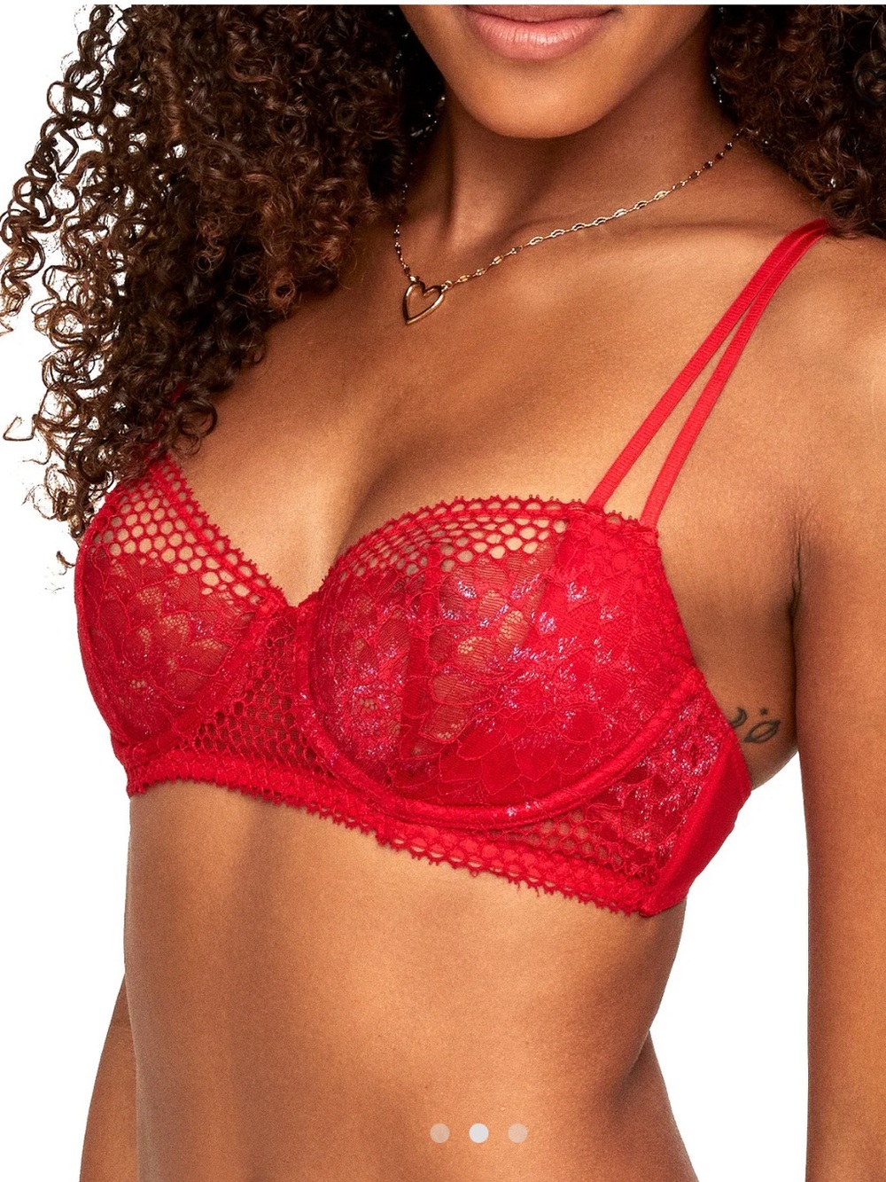 Adore Me Red Lace Underwire Bra with Double Straps 32 DD